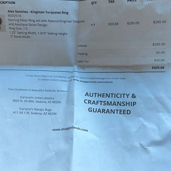 Native American Navajo Kingman Turquoise and Sterling Silver Large Ring size 7 - Picture 8 of 8